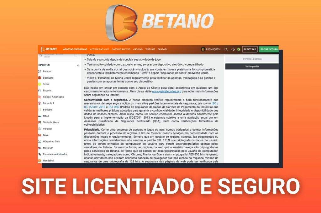 Informações de licença do site de jogos de azar e cassino Betano Brasil